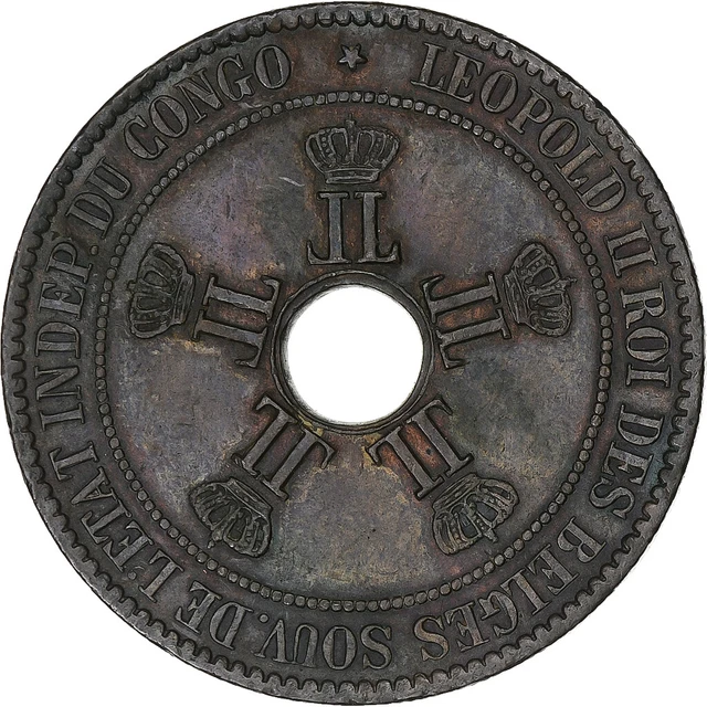 [#1162645] Coin, CONGO FREE STATE, Leopold II, 10 Centimes, 1894, EF, Copper, KM