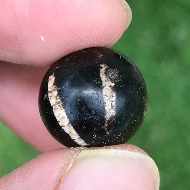 Rare Ancient Pumtek Pyu Bead 6 Stripe 13.5X14Mm #B457