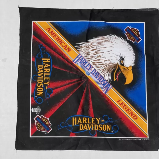 New VTG Harley Davidson Scarf Bandanna Eagle Flag 21" Square USA Licensed #35