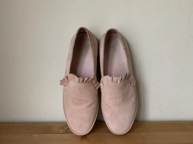 $238 Joie Womens sz 38.5 US 8 DEE blush pink suede ruffled flats shoes