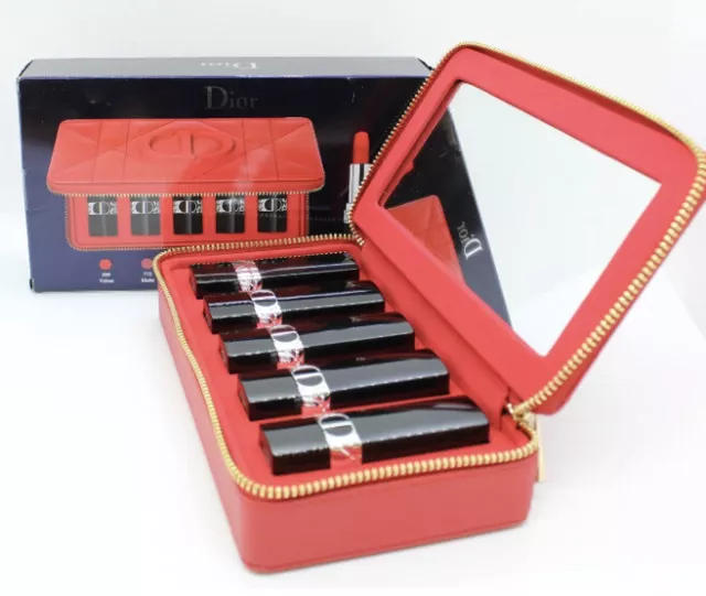 Dior Rouge Couture Colour Lipstick Gift Set Limited Edition Red Make Up Case NEW