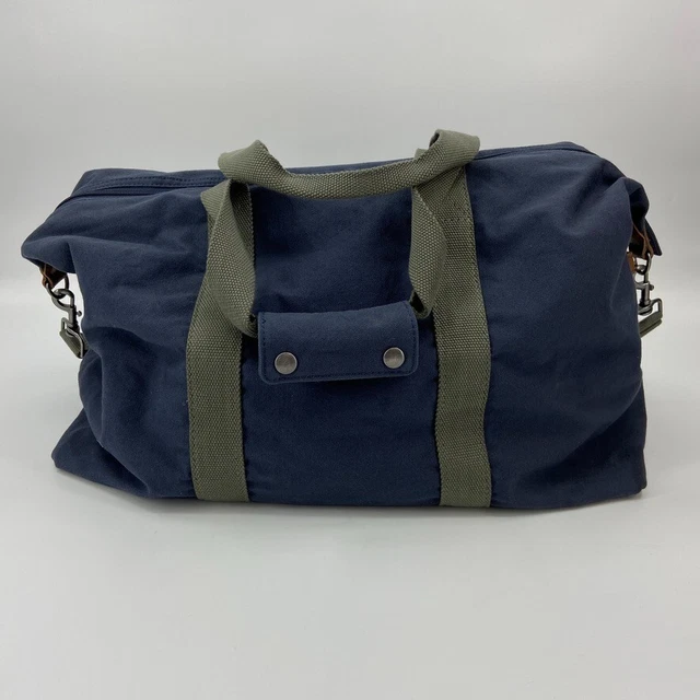 LL Bean Duffle Weekender Travel Gym Bag Blue Green Canvas