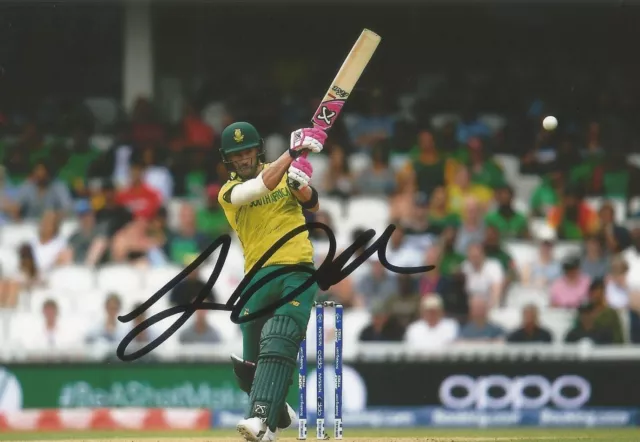 SOUTH AFRICA CRICKET: FAF DU PLESSIS SIGNED 6x4 ODI ACTION PHOTO+COA