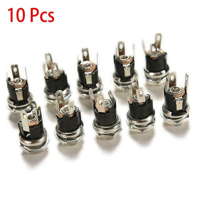 Lot De 10 Connecteurs Femelle DC 5.5x2.1mm 24V/3A - Pour Montage Sur Panneau, Neuf