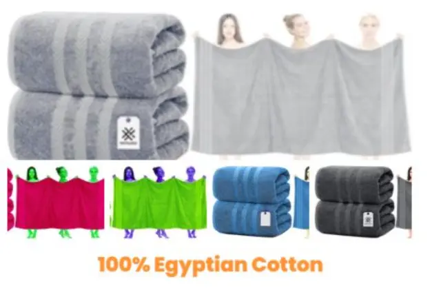 2 x Large Jumbo Bath Sheet Pure Egyptian Cotton Big Towels Super Soft XL Towels