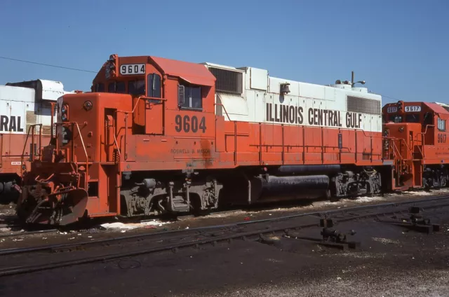 Original Slide ICG Illinois Central Gulf GP38-2 #9604 Markham IL 1975