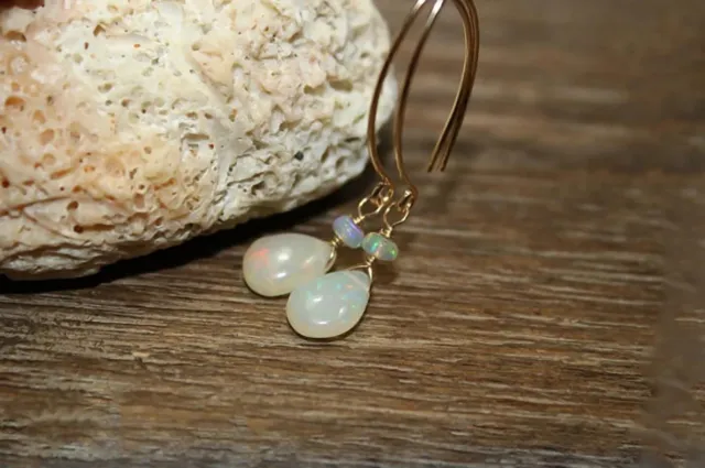 Large Opal Teardrop Earrings- Solid Silver- Natural Ethiopian Opal Gemstone