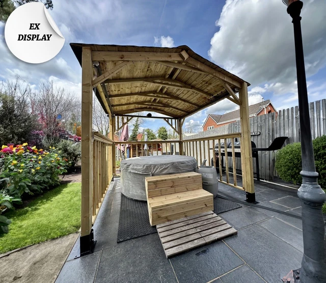 EXDISPLAY HOT TUB Wooden Garden Gazebo DIY 2.4m x 2.4m Square, Cheap
