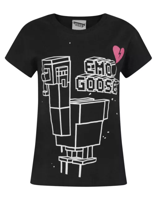 Camiseta Crossy Road Camiseta Emo Ganso Black Top para niñas Camiseta de manga c