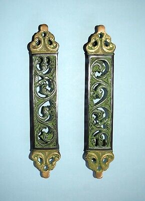 Ornate Brass Egypt Door Handles Pair Royal Flower Design House Gate Puller HK159