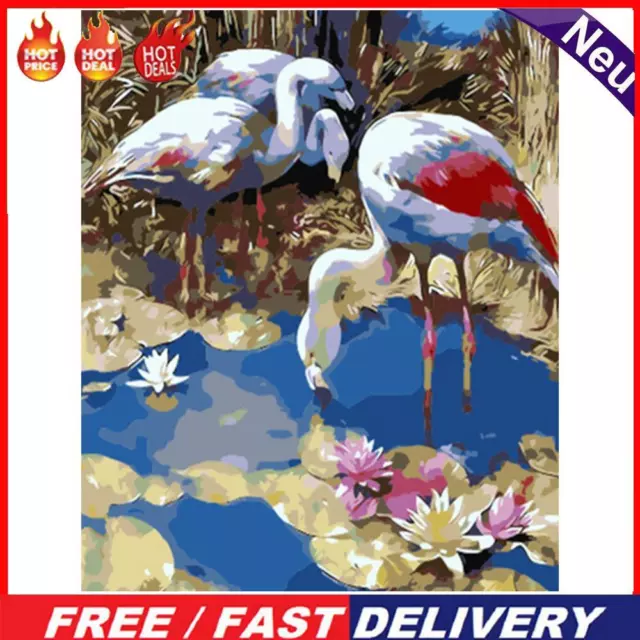 Painting By Numbers DIY Drinking Crane Hand Painted Digital Oil Picture Decor