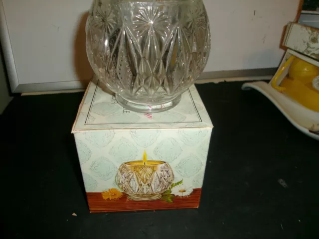 Avon crystal glow perfume candle holder Glass Original Box NIB