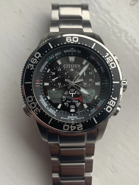 Citizen Promaster Sailhawk Eco-Drive - Orologio Uomo Cronografo, Doppio Fuso, Cinturino Arancione, Impermeabile 200m