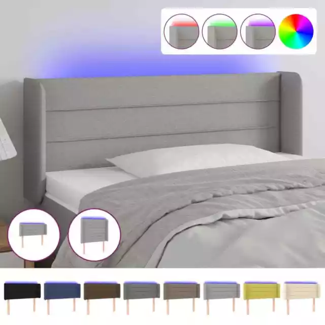 Cabecero con Luces LED Cabezal Tapizado Ajustable de Cama Dormitorio Tela vidaXL