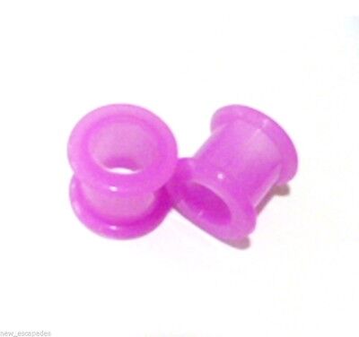 PAIR-Flexi Purple Double Flare Silicone Ear Tunnels 10mm/00 Gauge Body Jewelry
