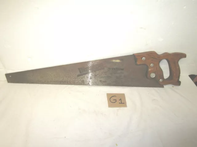 Vintage 26 inch Disston cross cut handsaw, Model  D23, 8 TPI, nice etching