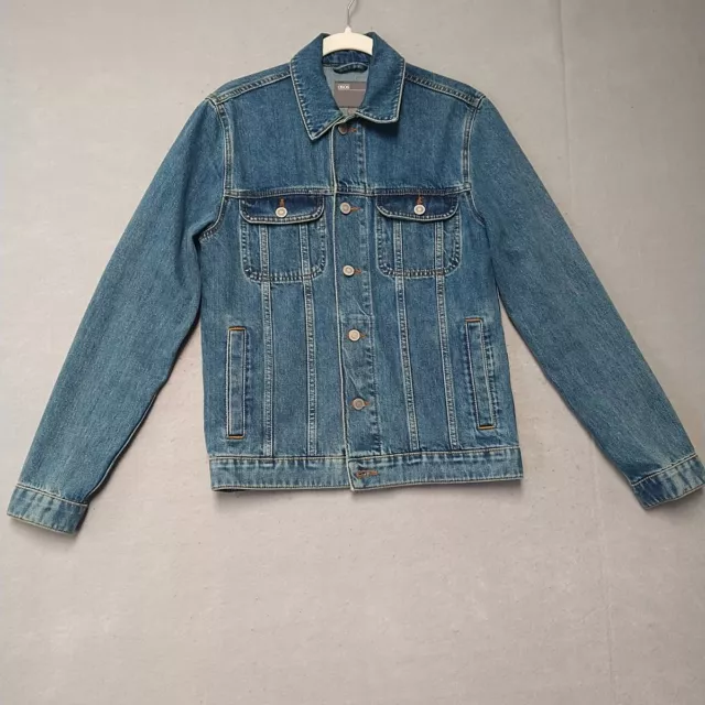 Asos Jacket Mens Size XS Blue Denim 100% Cotton Trucker Casual Pockets Adult