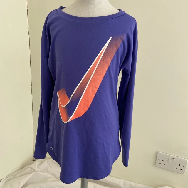 Girls Age 6-7 Nike Dri-fit Long Sleeved Sports Top Athletics Running Sport Gym