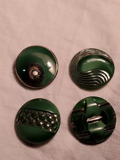 4 Boutons de CollectIon Anciens en Pâte de Verre Button Mode Rare
