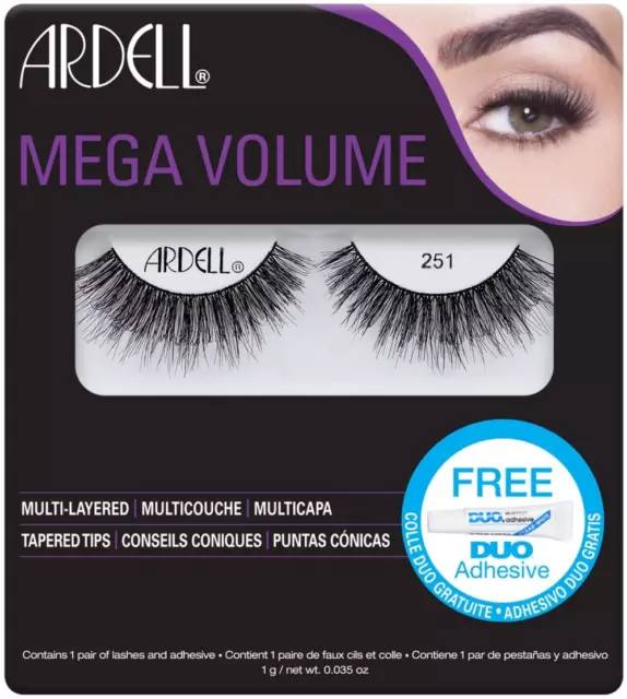 Ardell falsche Wimpern Mega Volume 251 mit kostenlosem Mini DUO schwarzem Kleber...