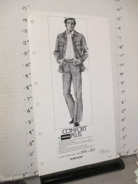 HAGGAR 1976 MEN'S clothing sales ad sheet COMFORT PLUS houndstooth ...
