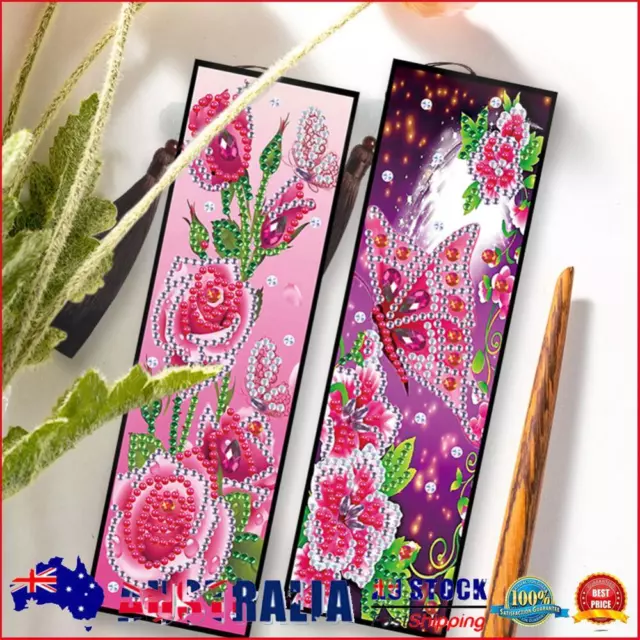 2pcs DIY Diamond Painting Leather Bookmark Butterfly Tassel Crafts (FQY033) AU