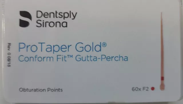 Protaper Gold F2 Gutta Percha Points Dentsply Tulsa Box of 60 Dental Universal