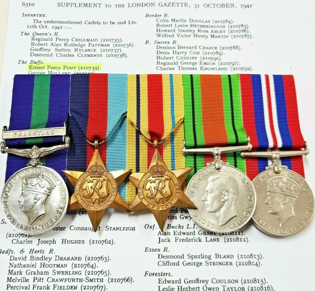 GENERAL SERVICE MEDAL Palestine WW2 British Army Captain Pout East Kent