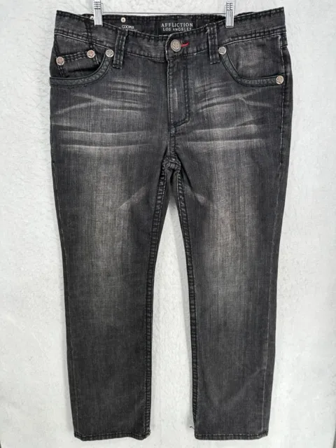 Affliction Jeans Mens 38 38x34 Cooper Relaxed Bootcut Black Grat Denim Pants