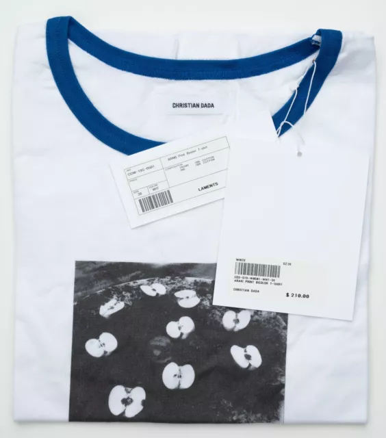NEW CHRISTIAN DADA Laments White Cotton Araki Graphic Print T-Shirt 38 Fits S