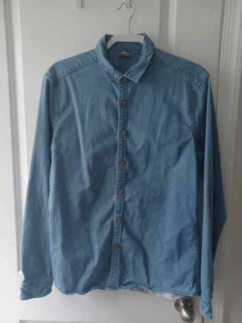 asos men's long sleeve denim shirt size large