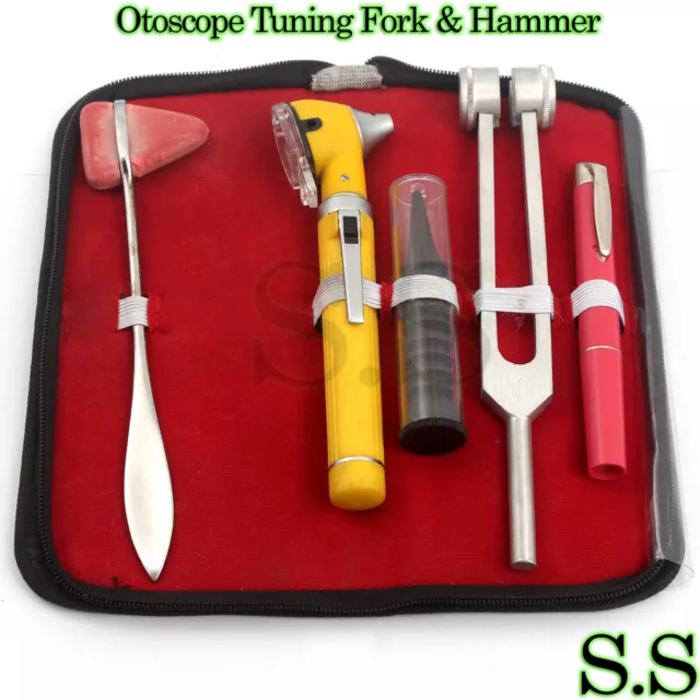 FIBER OPTIC Otoscope Tuning Fork C128 Taylor Hammer Diagnostic SET YELLOW DG-02