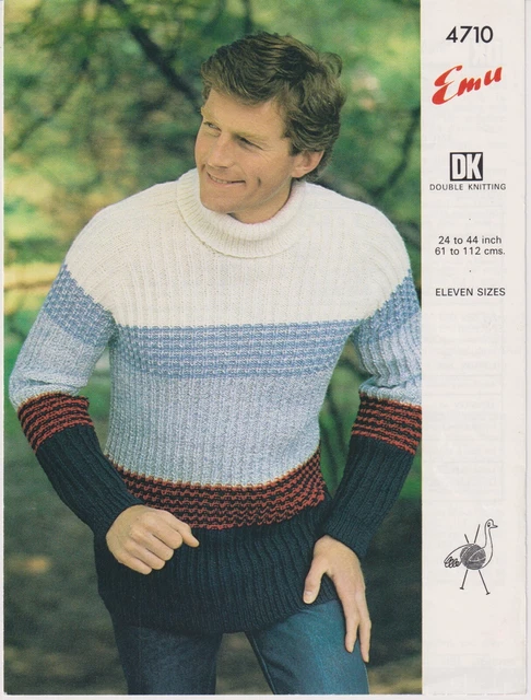 Original Vintage Emu Strickmuster 4710 - gerippter Herrenpullover