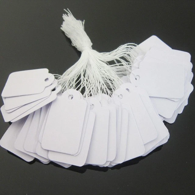 500Pcs Jewelry Tags with String, White Tags Price Tags Price Labels Display Tag