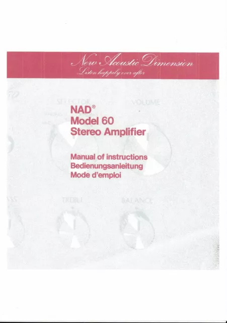 NAD Bedienungsanleitung für  Model 60  user owner´s manual Copy