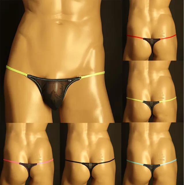 Mens T-back Briefs Underwear Thong G-string Panties Mesh See