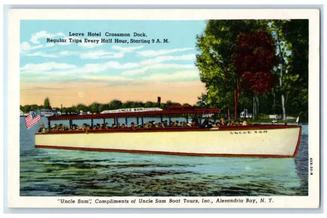 c1940 Uncle Sam Compliments Uncle Sam Boat Alexandria Bay New York NY Postcard