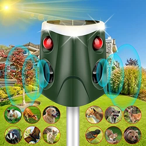 Solar Ultrasonic Animal Repeller, Outdoor 360° 360° Ultrasonic Repeller-G5