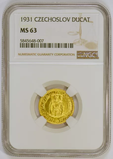 ** HARD TO FIND ** 1931 Czechoslovakia Ducat/Dukat Gold Coin Graded MS63 by NGC