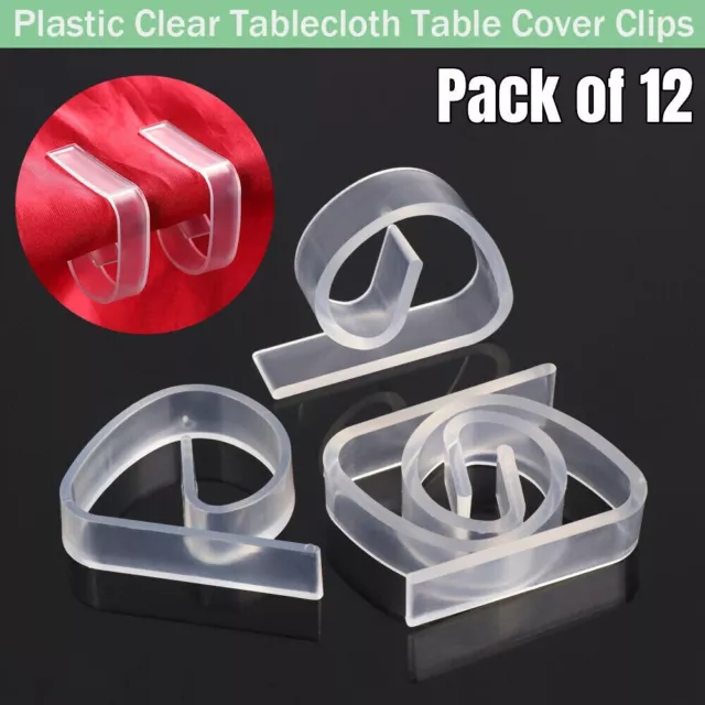 12X Clear Table Cloth Clips Holder Durable Tablecloth Cover Plastic Clip Grips