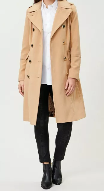 Calvin Klein Double Breasted Camel Color Peacoat Trench Coat Size 16 2