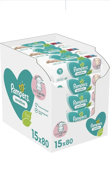 Lingettes Bebe - Sensitive- Lot de 15 Paquets de 80 (1200 Lingettes)