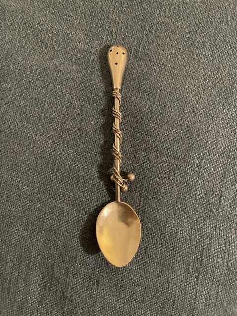 Vintage Sterling Silver Tea Spoon Rope & Tassels Baby Spoon