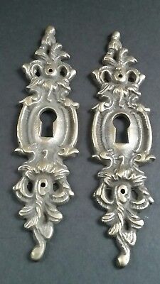 2 Vintage Antique Style Ornate French Eschutcheons Key Hole Covers 4-3/4"  #E11 2