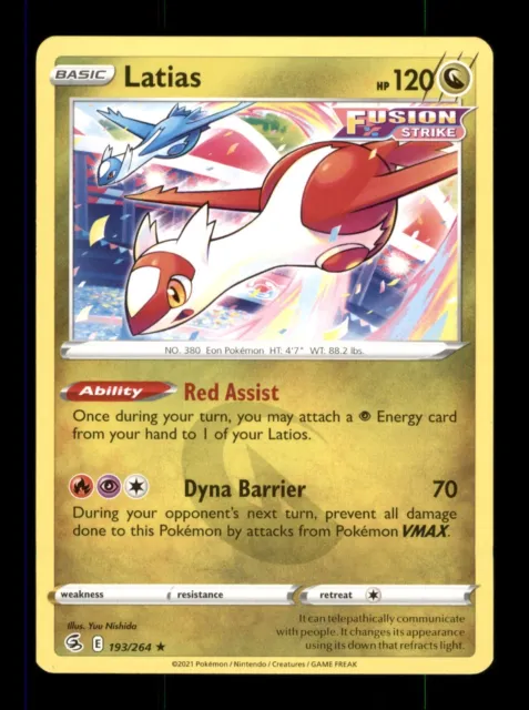 Latias 193/264 Regular Fusion Strike Rare Pokemon Trading Card TCG