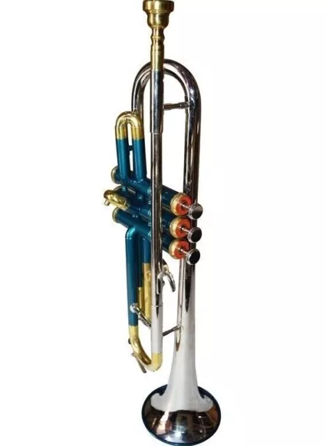 NEW YEAR SALE BLUE MULTI 3 VALVE Bb/F FLUGEL HORN FREE HARD CASE+MOUTHPIECE 3