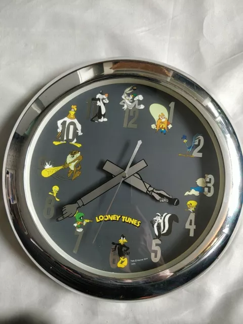 Looney Tunes Character Wall Clock Speaking/Talking - Black And Silver -  Rare