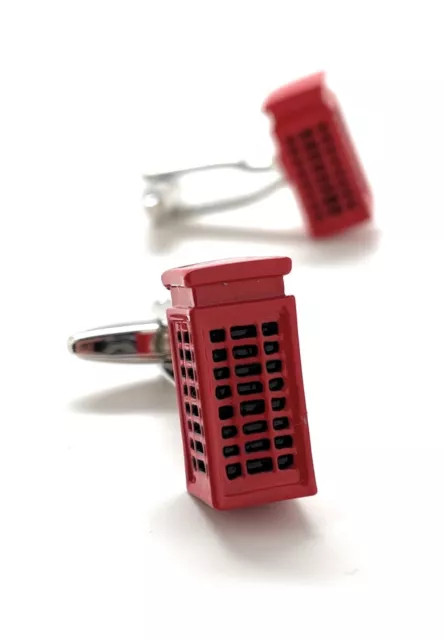 Telephone Booth Cufflinks British Telephone Boxes Cuffs Red Enamel Pin Payphone