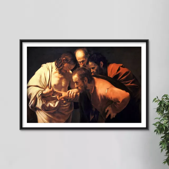 Caravaggio - The Incredulity of Saint Thomas (1602) Poster Art Print Painting