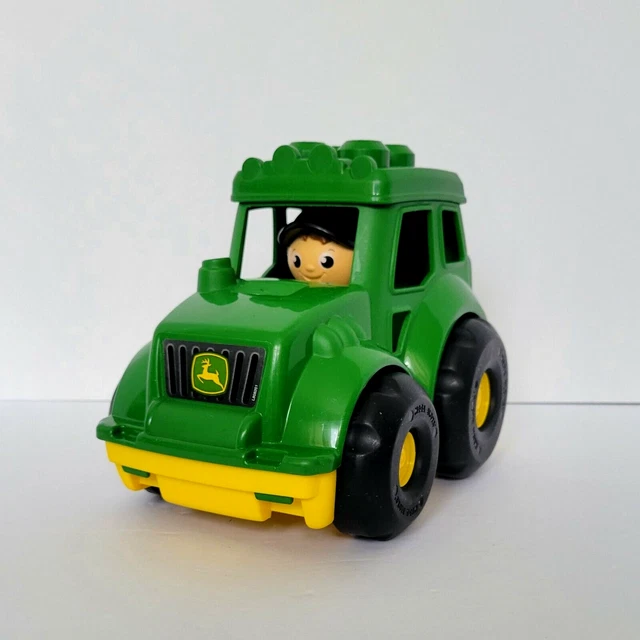 Mega Bloks John Deere Lil' Tractor w/ 1 Block Buddy Figure, Green, Yellow,